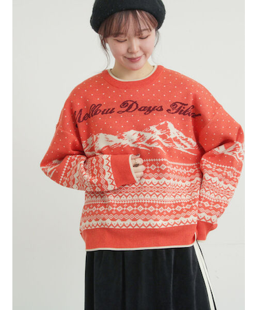 山柄ジャカードニット