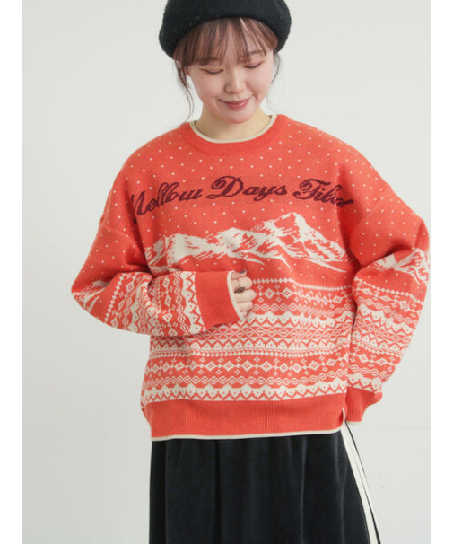 山柄ジャカードニット