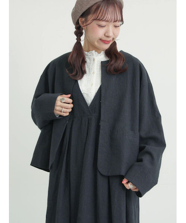 【Cross×Linen】クルーネックジャケット