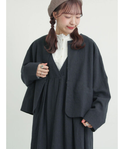 【Cross×Linen】クルーネックジャケット