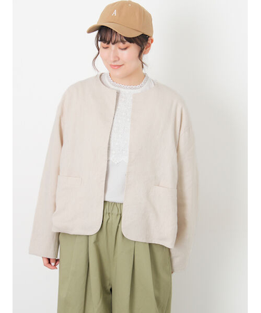 【Cross×Linen】クルーネックジャケット