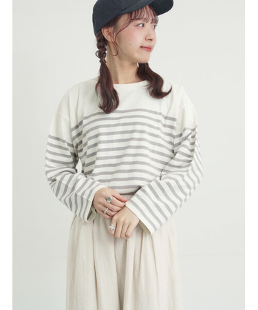 パネルボーダーバスクシャツ