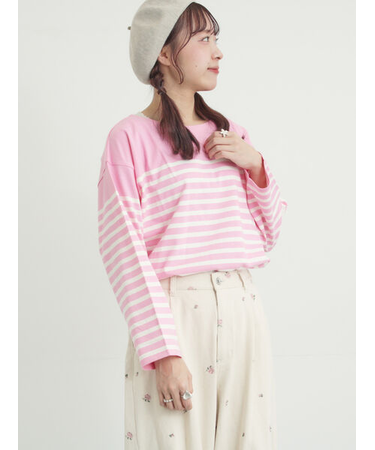 パネルボーダーバスクシャツ