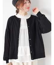 配色スカラップカーディガン