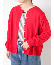 配色スカラップカーディガン