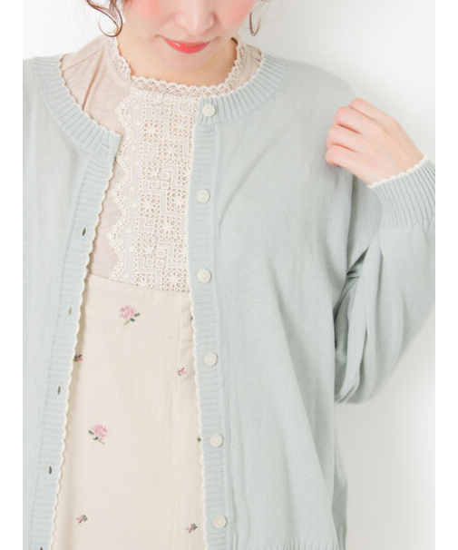 配色スカラップカーディガン