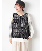 裾スカラップレースベスト