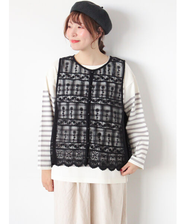 裾スカラップレースベスト