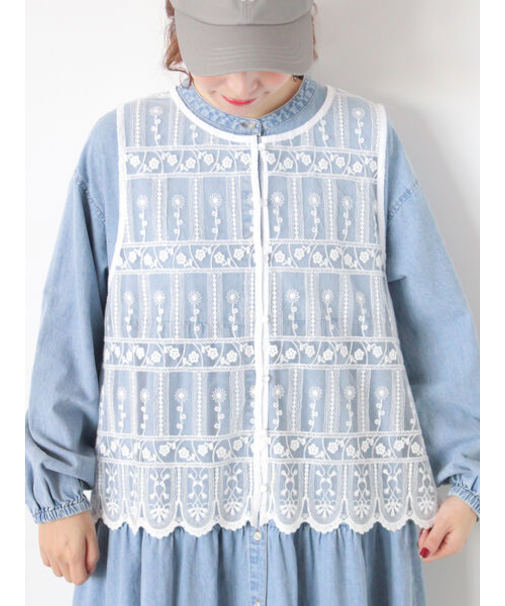 裾スカラップレースベスト