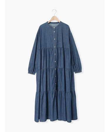 【オーガニックコットン】デニムティアードワンピース