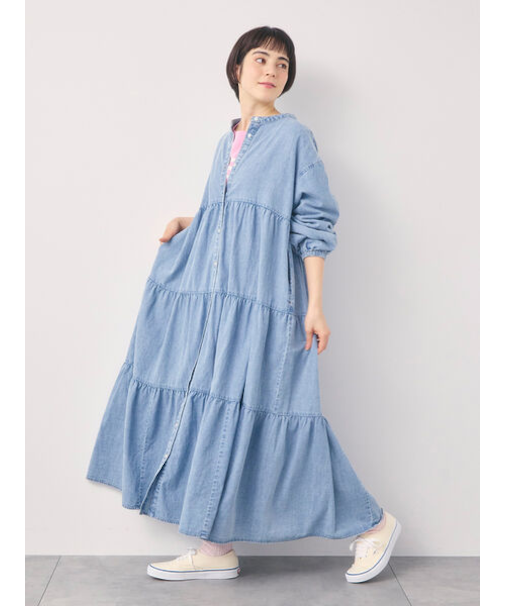 【オーガニックコットン】デニムティアードワンピース