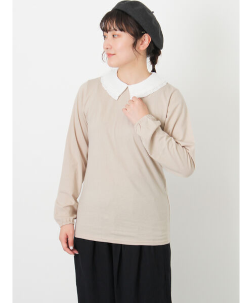 ドビーフリル襟カットソー