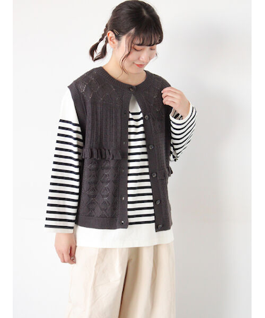 前後2WAYパッチワークニットベスト