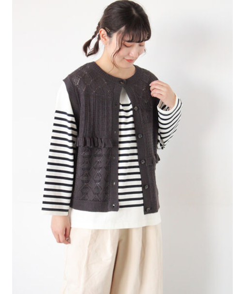 前後2WAYパッチワークニットベスト