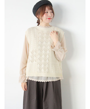 前後2WAYパッチワークニットベスト