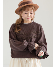 透かし柄切替レースニット