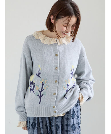 花柄ジャカードカーディガン