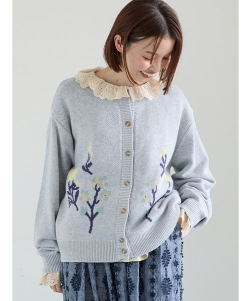 花柄ジャカードカーディガン