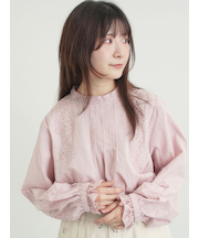 スタンドカラーレースブラウス