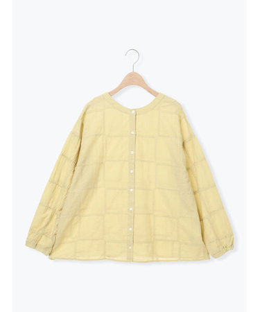 スクエア刺繍バンドカラーブラウス