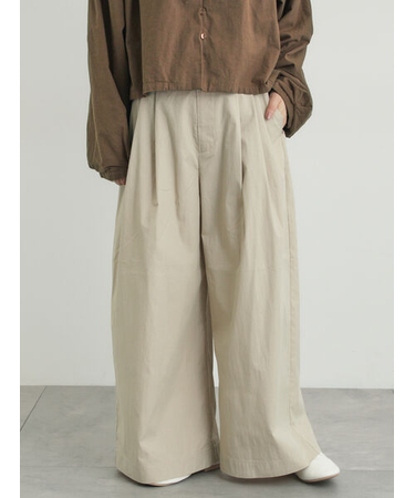 綿ナイロンワイドパンツ