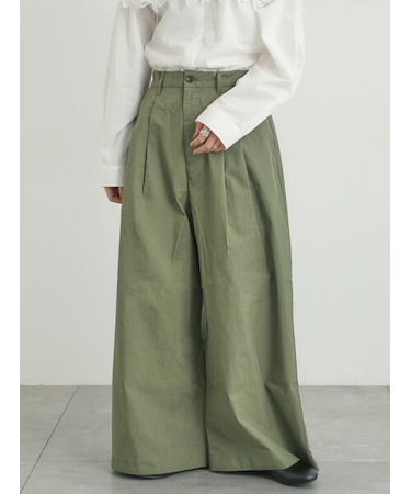 綿ナイロンワイドパンツ