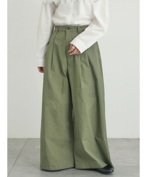 綿ナイロンワイドパンツ