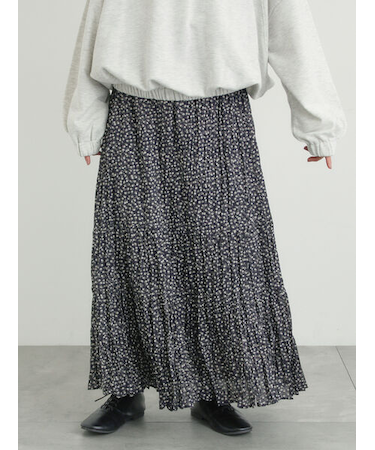 柄アソートワッシャーティアードスカート