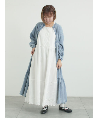 【抗菌防臭】スカラップレースペチワンピース