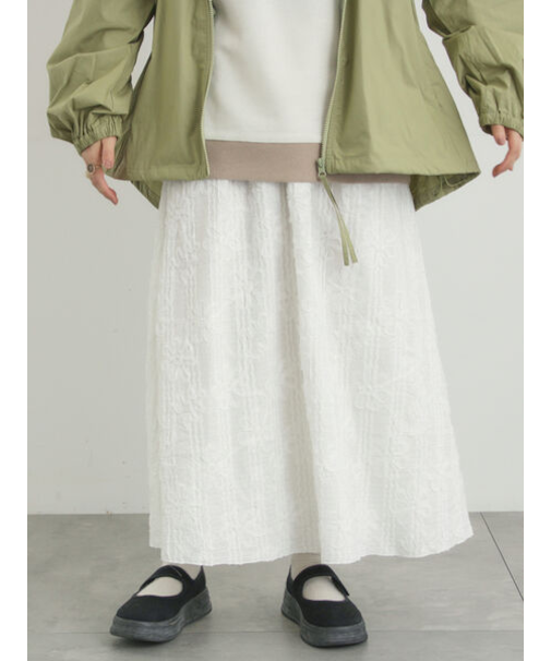 花柄テープ刺繍フレアスカート