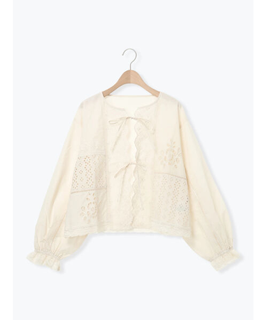 レースパッチワークブラウス