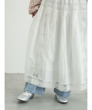 ローズ柄レースギャザースカート