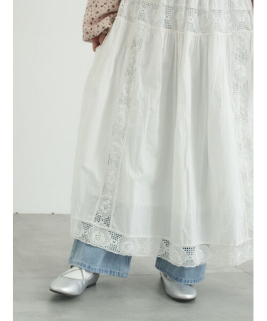 ローズ柄レースギャザースカート