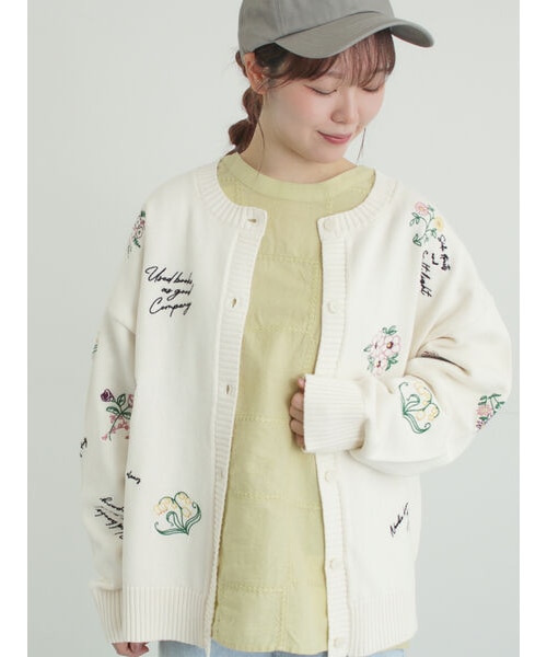 花+ロゴ総柄刺繍カーディガン｜サマンサモスモスの通販｜&mall（アンド