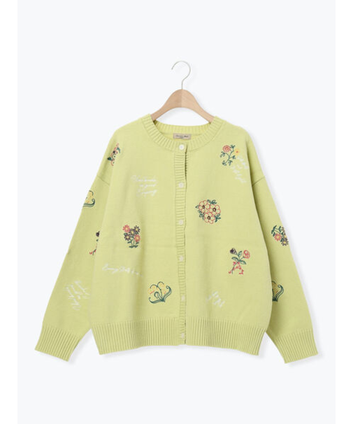 花+ロゴ総柄刺繍カーディガン