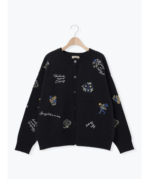 花+ロゴ総柄刺繍カーディガン