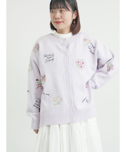 花+ロゴ総柄刺繍カーディガン