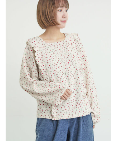 ワッフルローズ柄前後2WAYカットソー