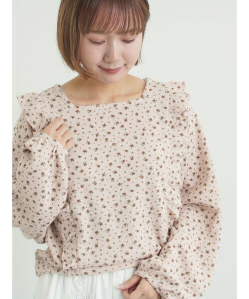 ワッフルローズ柄前後2WAYカットソー