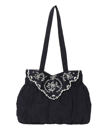 ローズ柄スカラップ刺繍バッグ