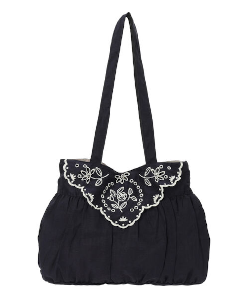 ローズ柄スカラップ刺繍バッグ