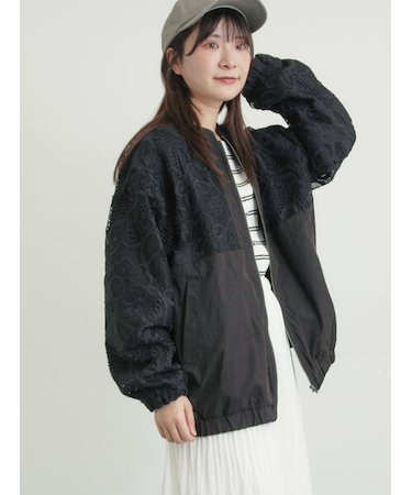 切り替えレースブルゾン