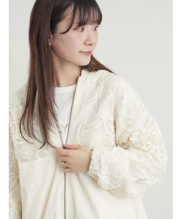 切り替えレースブルゾン