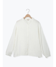 襟フリルレース重ねブラウス