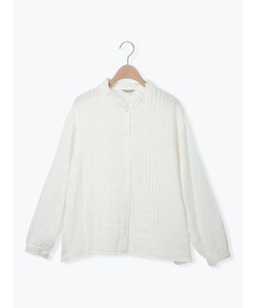 襟フリルレース重ねブラウス