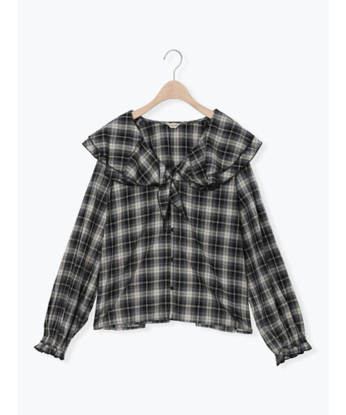 フリル襟ブラウス