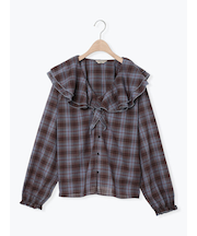 フリル襟ブラウス