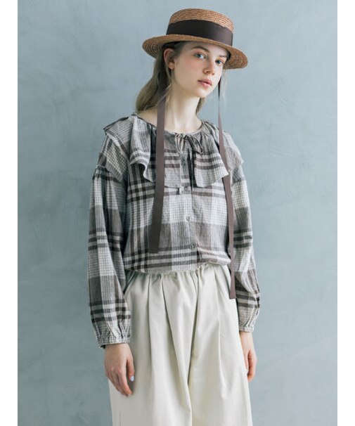 【Cross×Linen】セーラーカラーブラウス