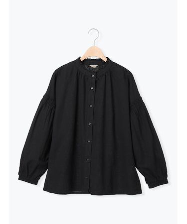 袖シャーリングギャザーブラウス