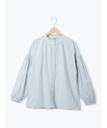 袖シャーリングギャザーブラウス